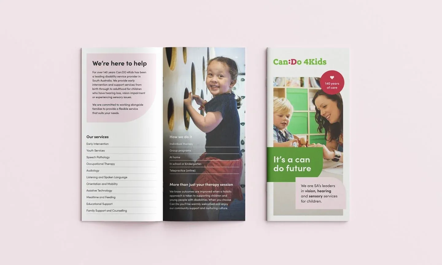 Can:Do 4Kids brochure with service information and photographs of children