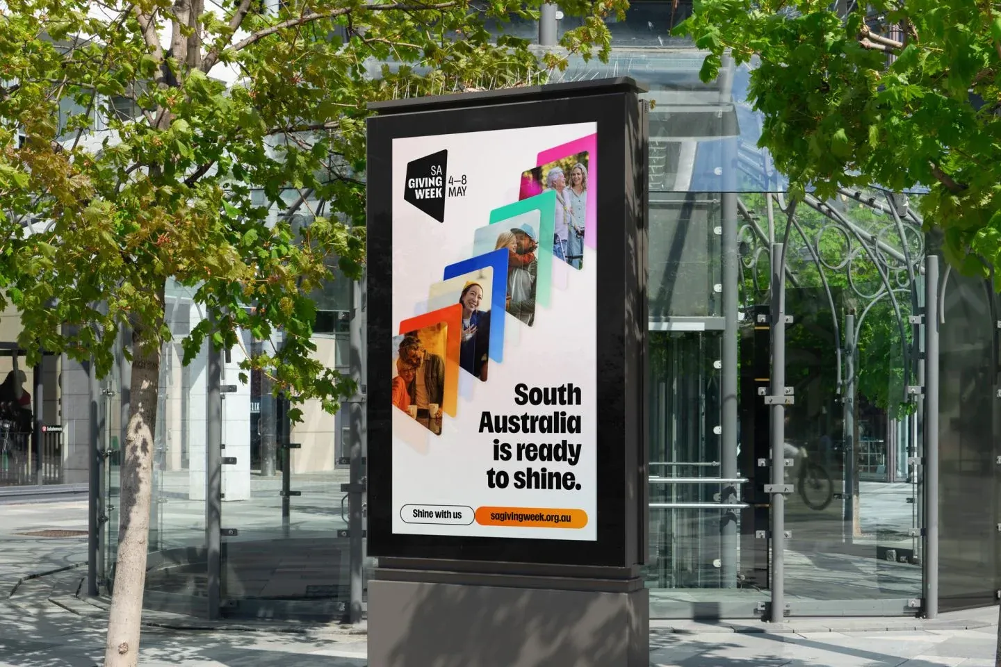 SA Giving Week — Layers of colour bring the campaign into the city.