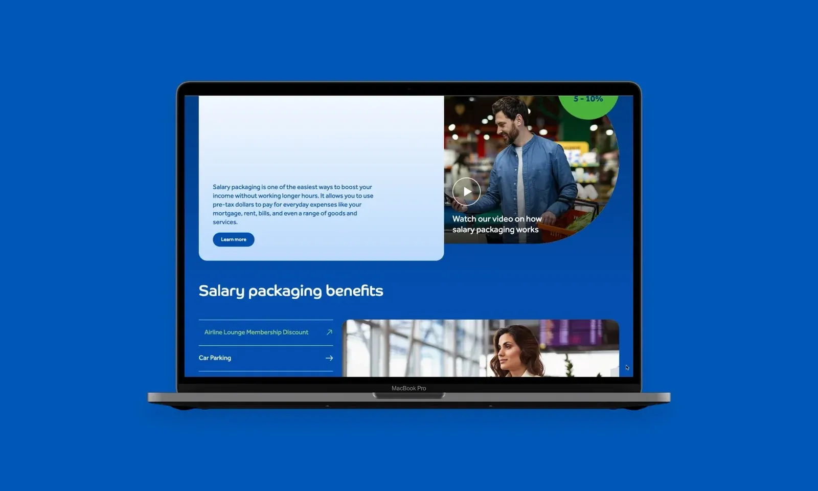 CBB website design presented on a laptop screen