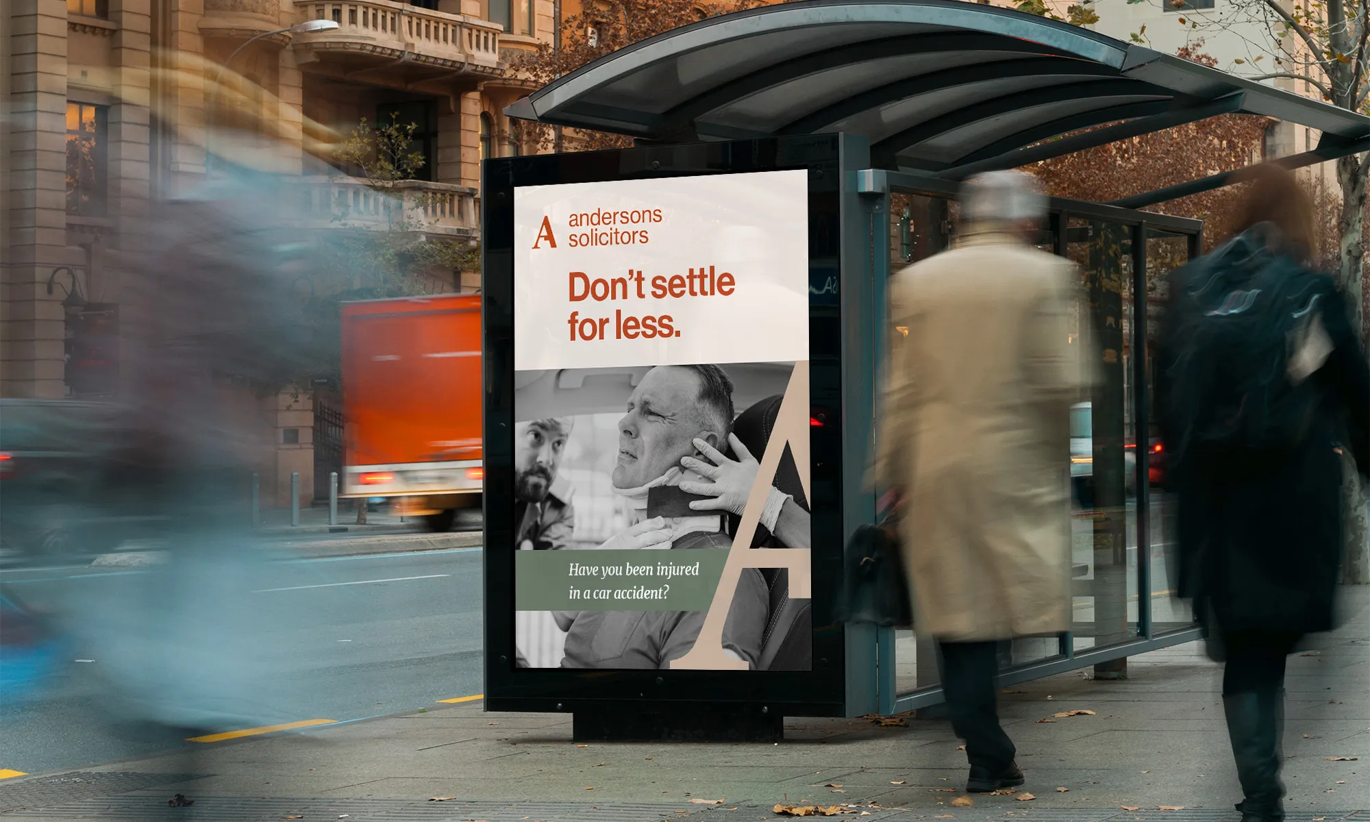 Andersons Solicitors campaign displayed at an Adelaide bus shelter