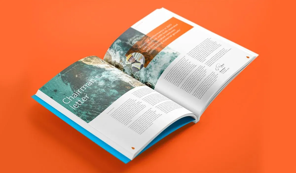 Open Beach Energy annual report showing editorial layout and operational photography
