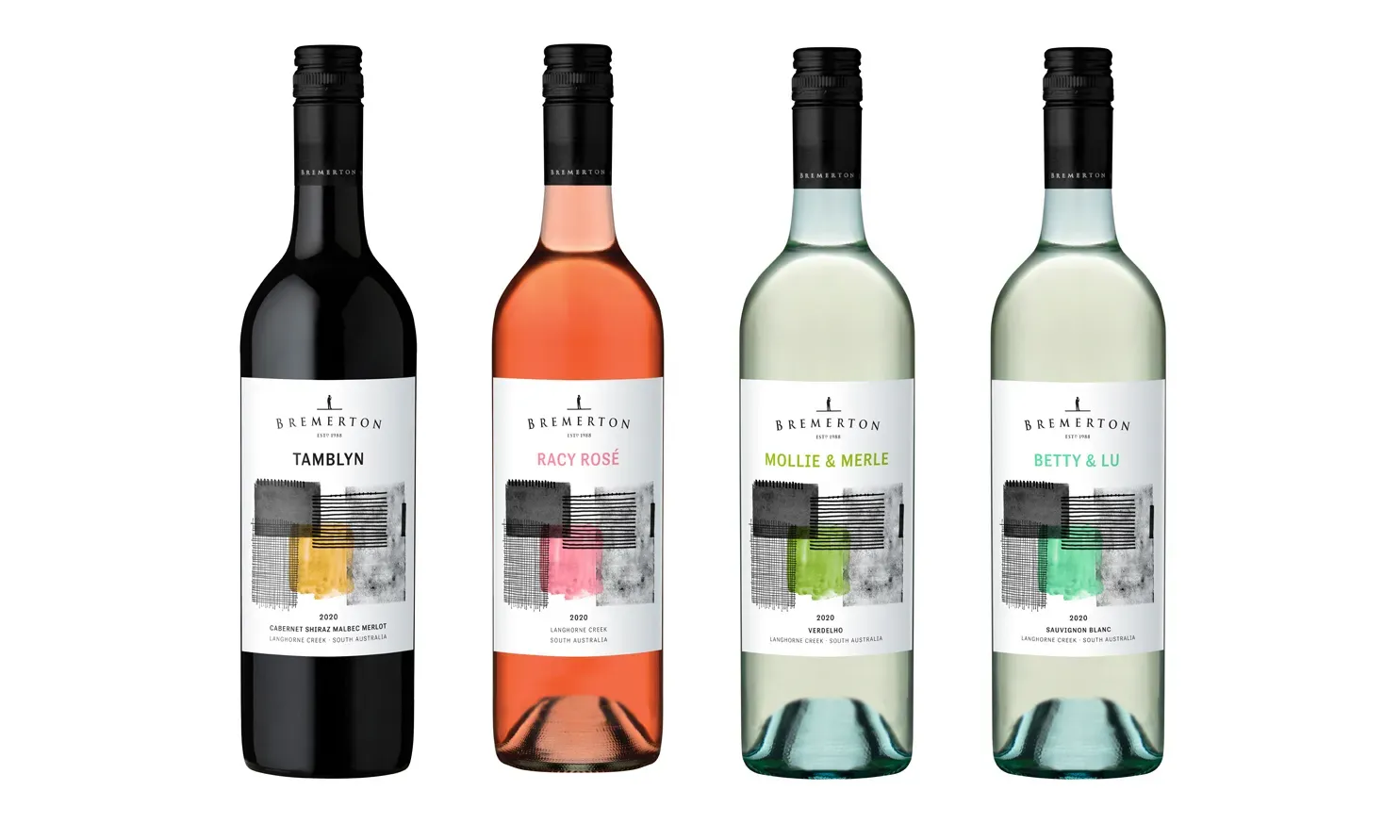 Bremerton Vineyard Series wine range with illustrated labels