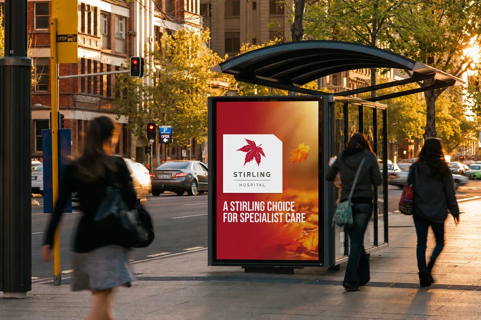Stirling Hospital campaign displayed on an Adelaide bus shelter