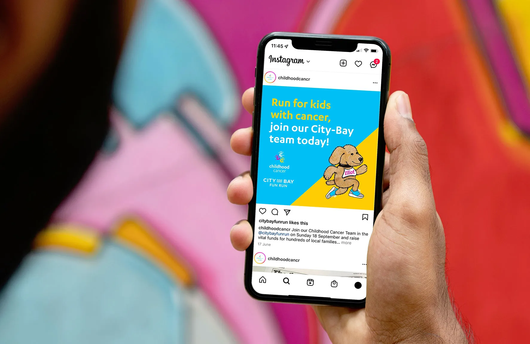 Childhood Cancer fundraising campaign displayed on a phone