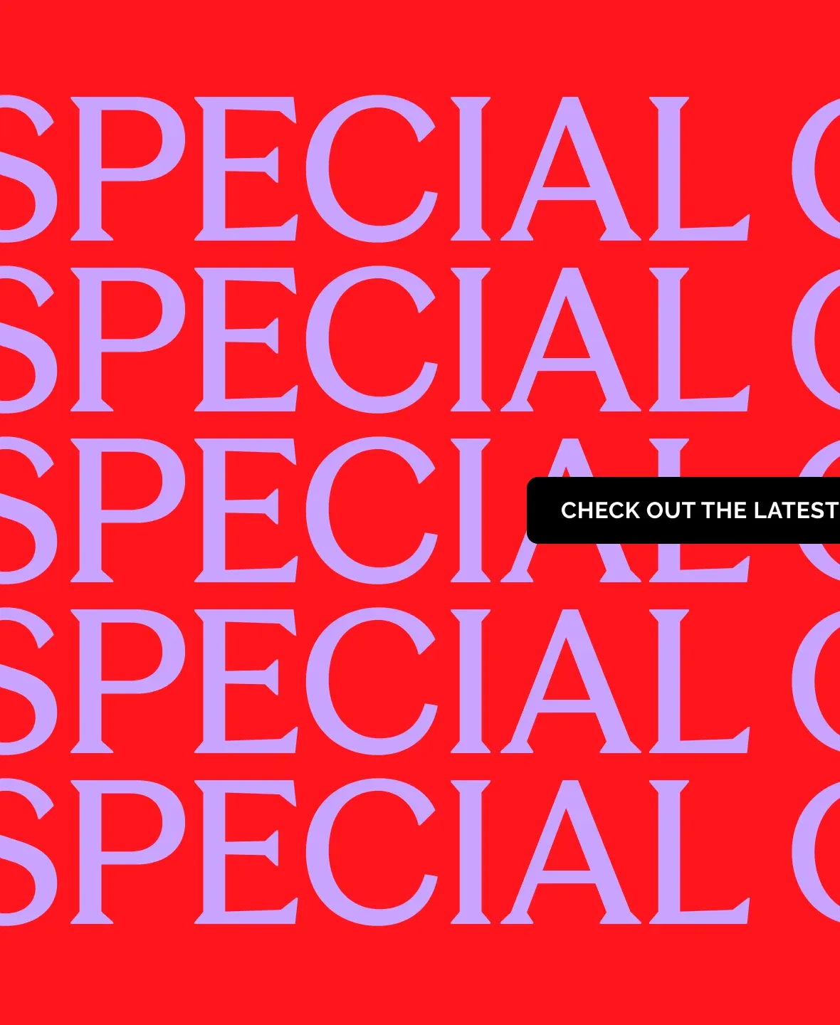 Oversized lilac special-offers typography on a bright red Protat promotion