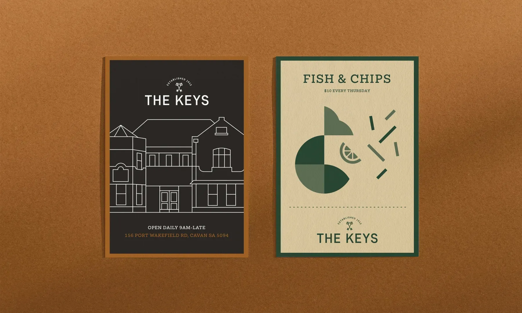 The Keys promotional posters using its bold pub identity