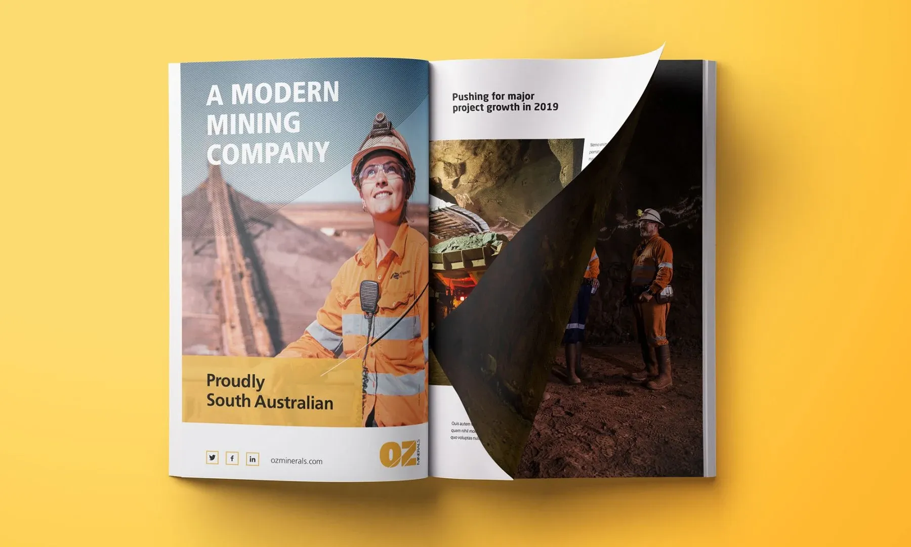 OZ Minerals magazine advertising featuring its people and operations