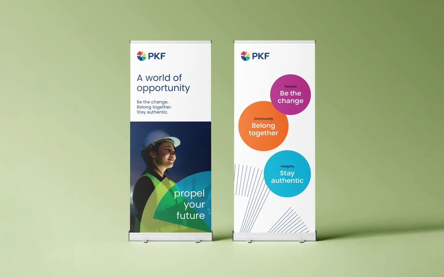PKF Australia branded banners for recruitment and internal communications