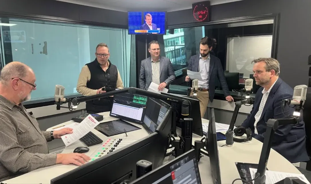 An Andersons radio segment being recorded in the studio