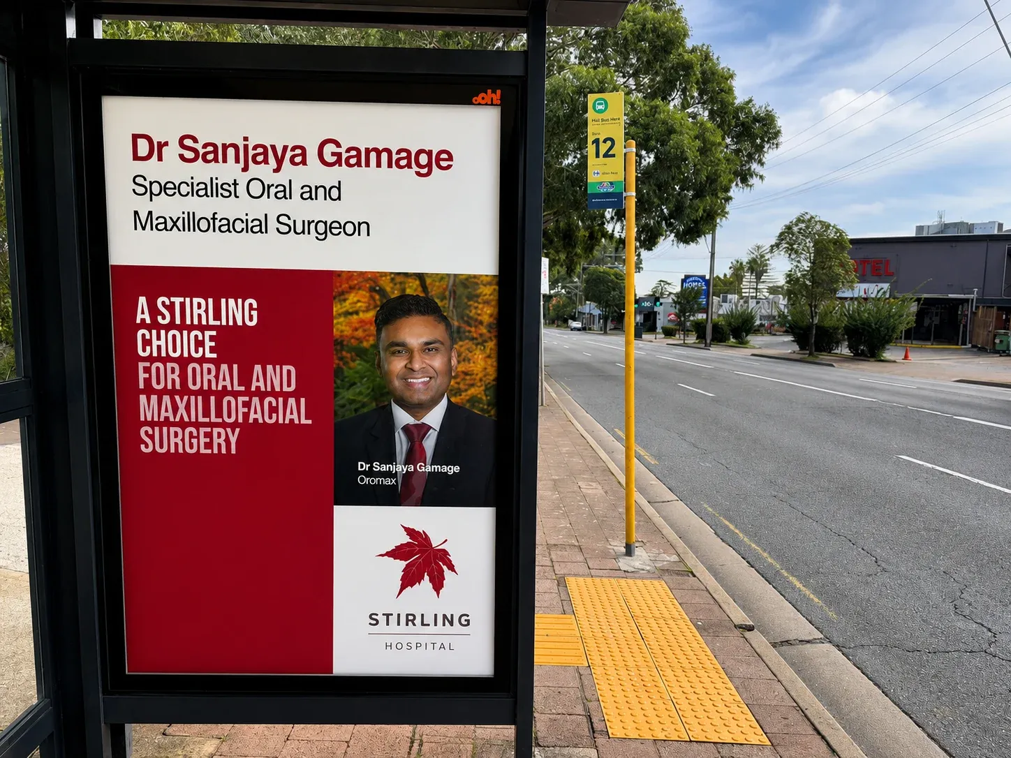 Dr Sanjaya Gamage specialist campaign displayed on an Adelaide bus shelter