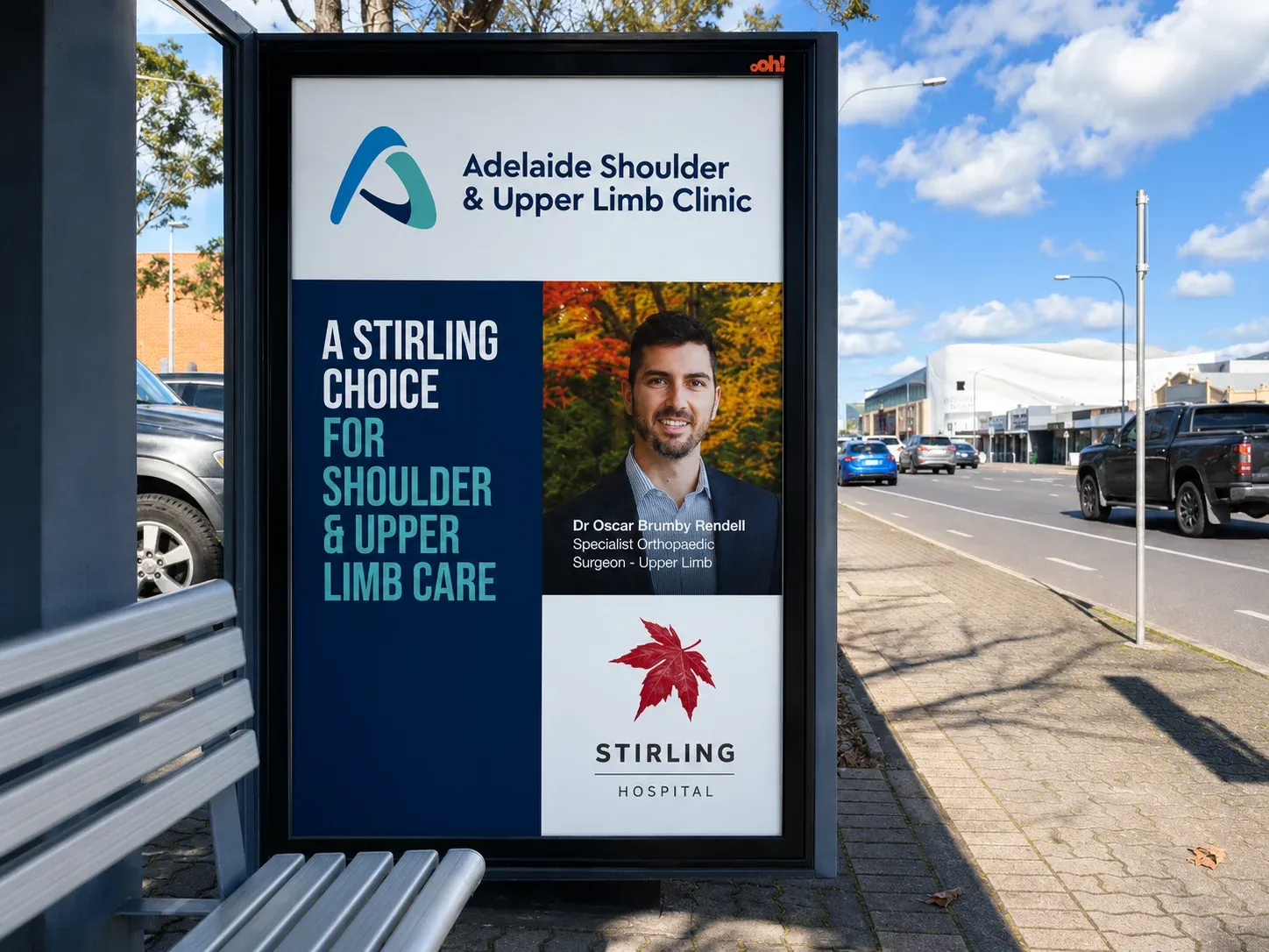 Adelaide Shoulder and Upper Limb Clinic campaign on a bus shelter