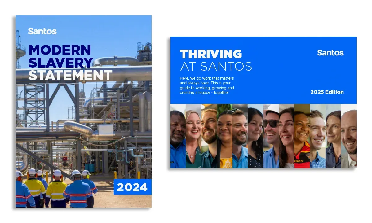 Santos Modern Slavery Statement 2024 and Thriving at Santos 2025 employee publication