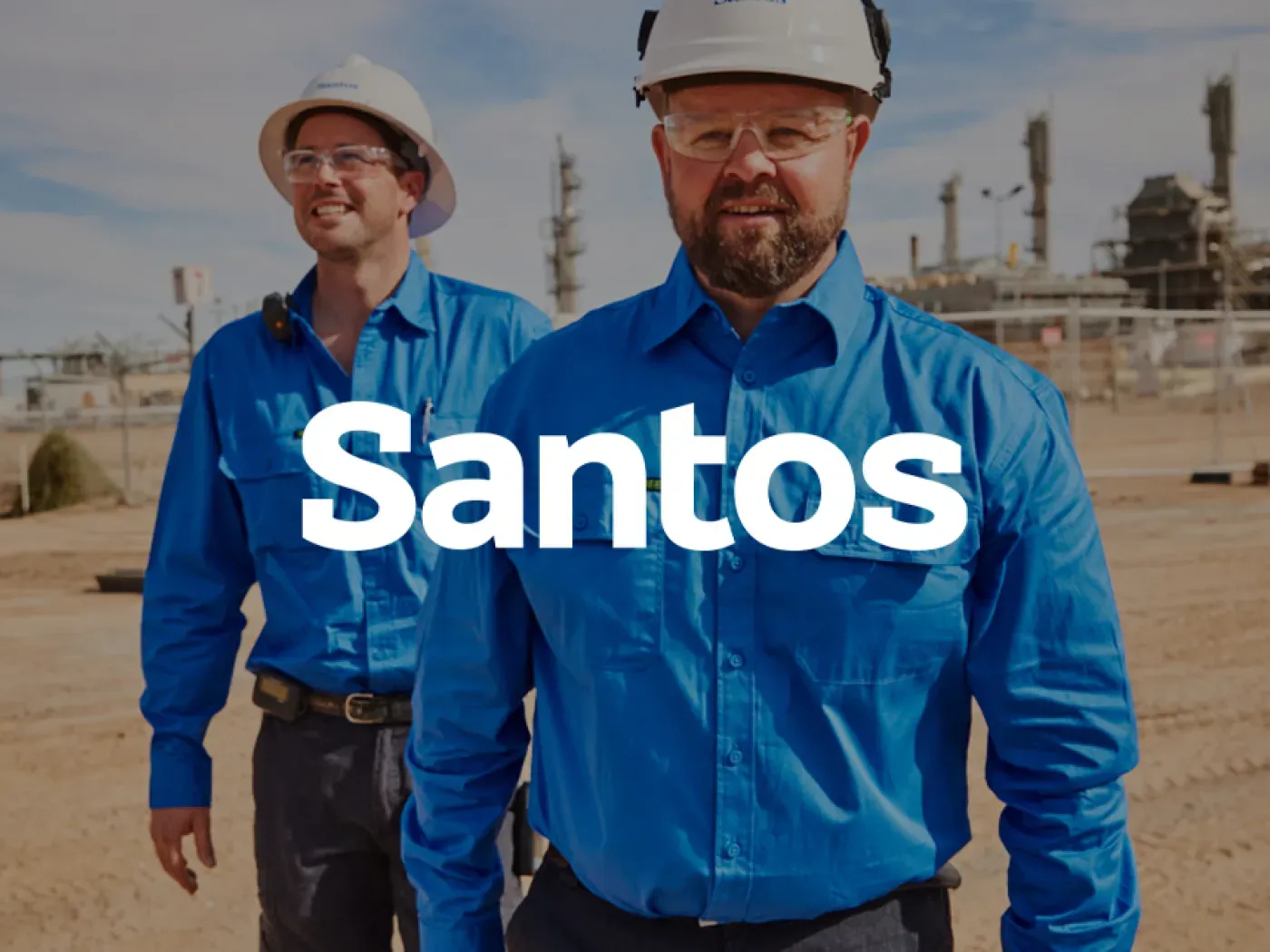 Santos team members photographed at an industrial site